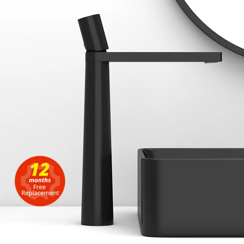 Tuqiu Basin Faucet Mosadz Kúpeľňa kohútik Tap Čierne/sivé umývacie umývadlo kohútik s jednou rukoväťou Horúca a studená levačná kohútika