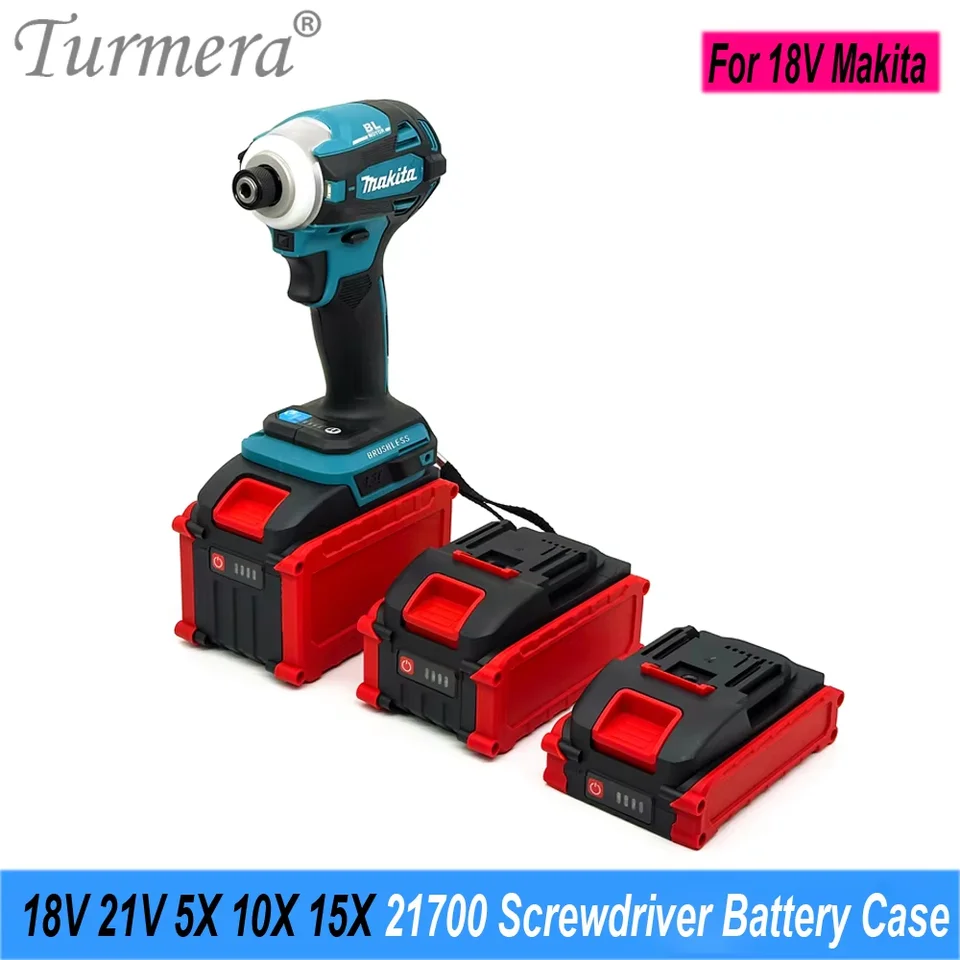 Turbera 18V 21V Screwdriver Battery puzdro 5x 10x 15x 21700 držiak batérie 5S 40A BMS
