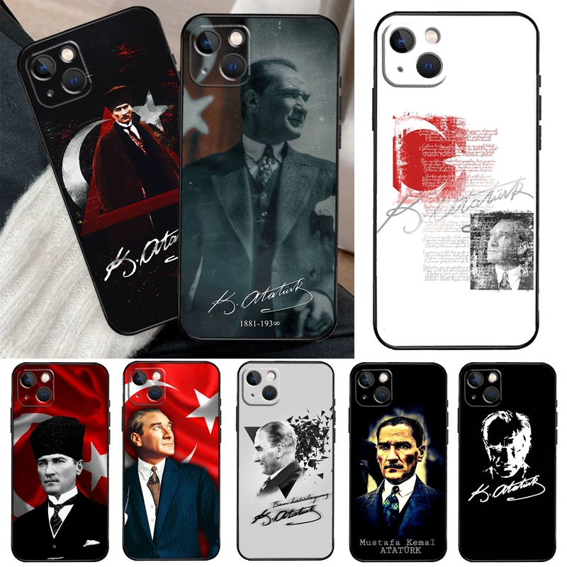 Turecko Mustafa Kemal Ataturk telefón pre iPhone 13 14 15 16 Pro Max 11 12 xs xr x plus nárazový nárazový nárazník mäkký nárazník