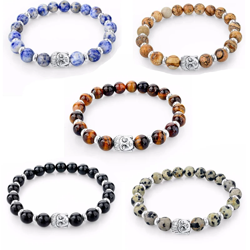 Turecké šperky Buddha Armband Men Čakra náramky a náramky prírodný kameň korálkový náramok pre ženy