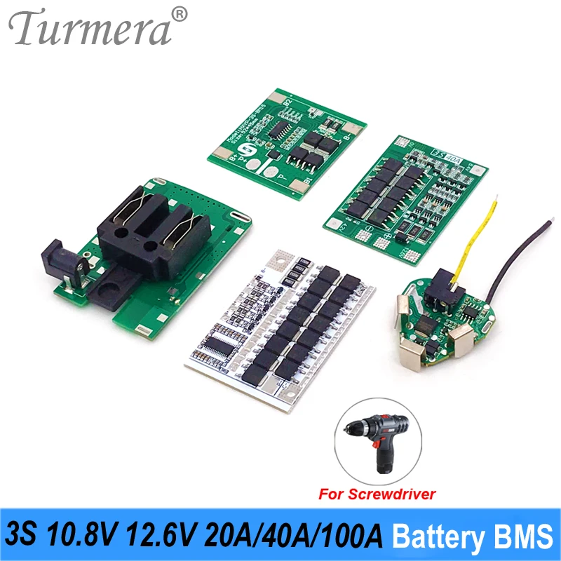 Turera 3s 10,8 V 12,6V 20A 30A 40A 100A BMS 18650 Litium Battery Board pre 12 V pre elektrické vŕtacie batérie Použite