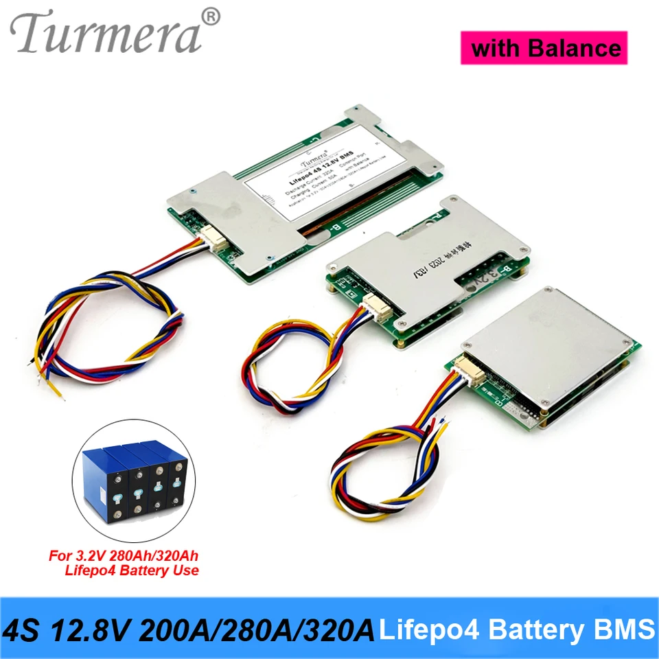 Turera 4S 12.8V 200A 280A 320A Zostatok LIFEPO4 BATILE BMS Protect Board Používanie v 3,2 V 100AH ​​200AH 280AH 320AH LIFEPO4 batérie