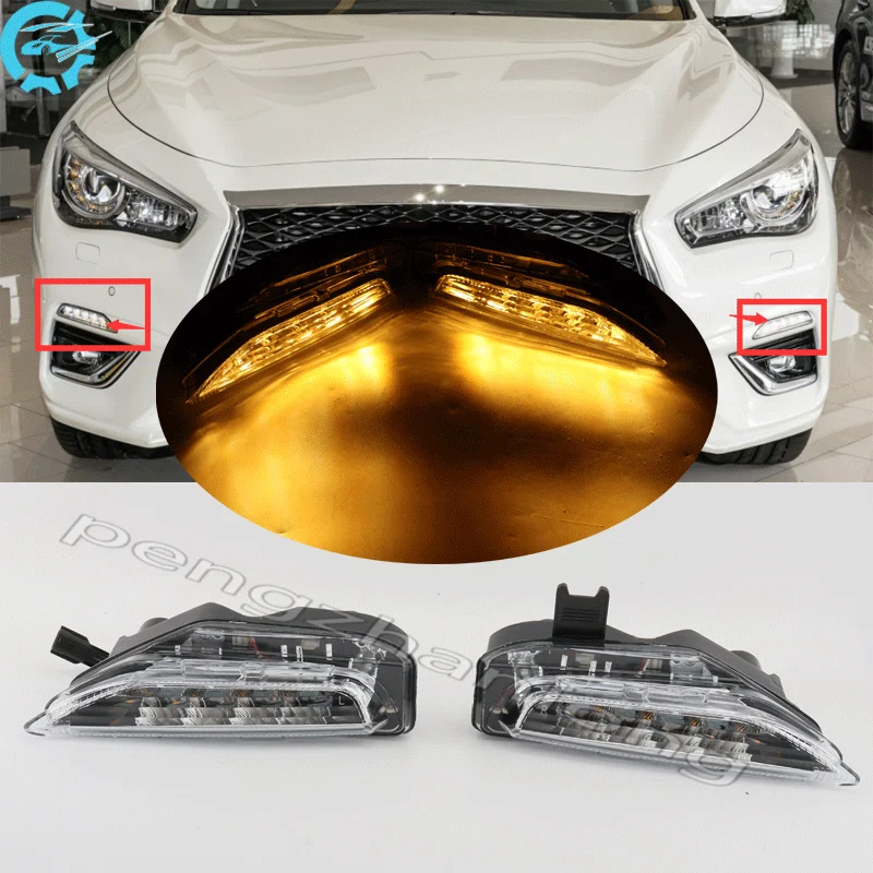 Turn Signal Light predný nárazník hmlová lampa DRL Denné bežiace ľahké vozidlá vhodné pre Infiniti Q50 Q50S Sport 2014-2023