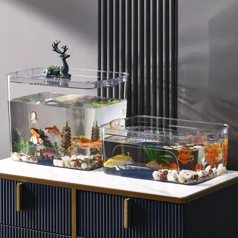 Turtle Box Desktop Storage Box Priehľadné ryby Tank Akvárium Obýva