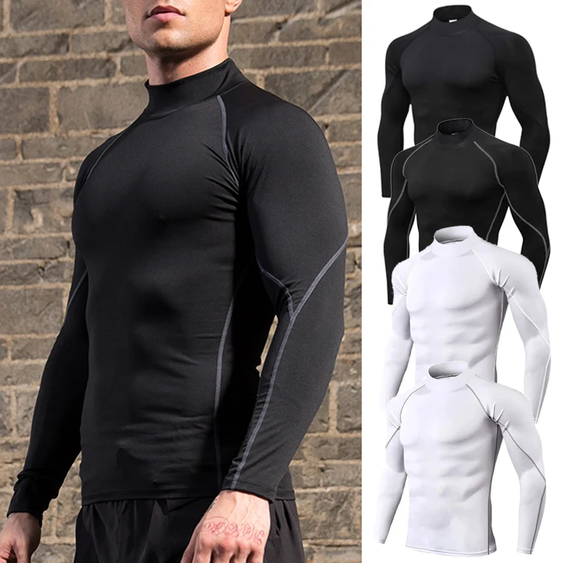Turtle Mock Brck Dlhý rukáv Kompresné košele pre mužov pre mužov Baselayer Baselayer Undershirts Rýchle suché atletické vyrážky strážky