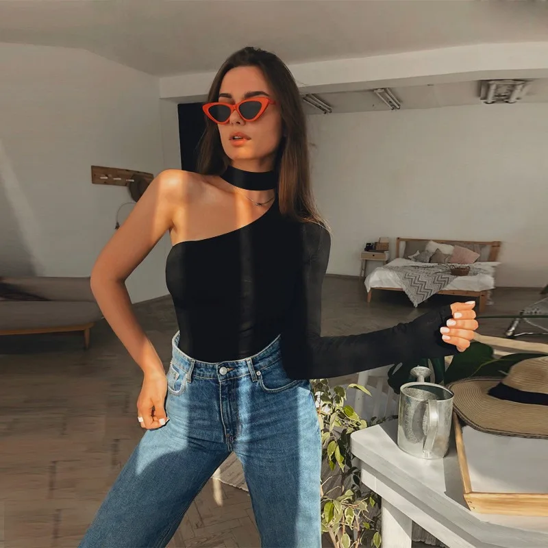 Turtleneck s dlhým rukávom Solid biele sexy kostné ženy Čierne zimné zimné telo Top Grey Casual Lady Streetwear Bodysuits