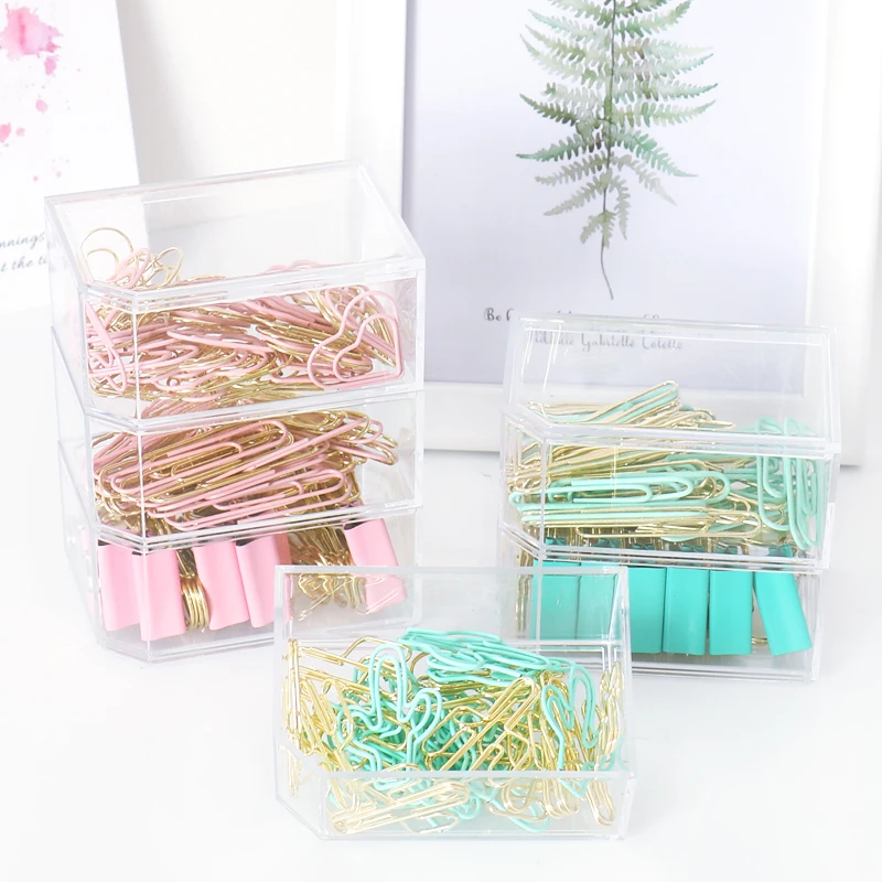 Tutu Gold Pink Green Binder Clips Push Pins Clip Cop Combinácia Kombinácia súprava klipu Pushpin Escolar Stacionárna súprava H0462