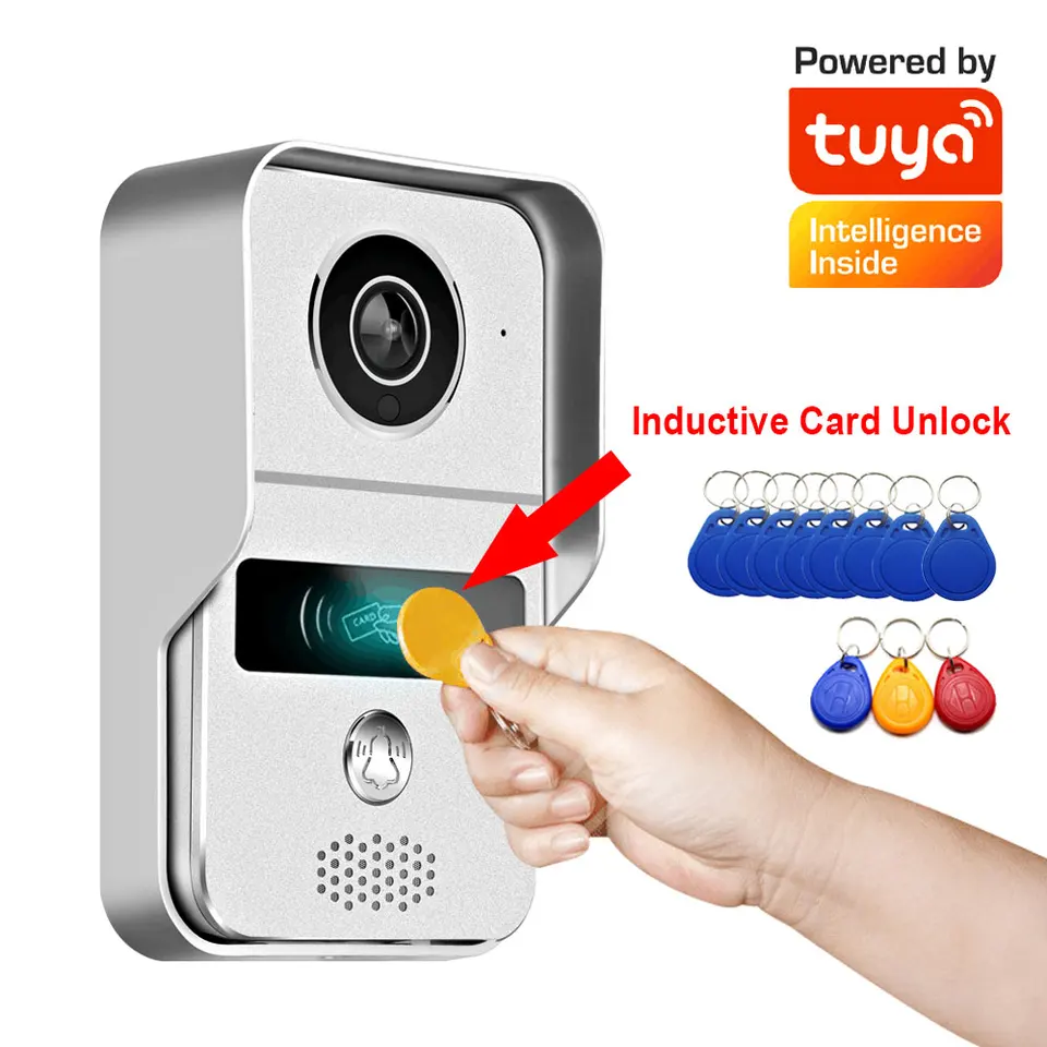 TUYA 1080P VIDEO DOORELLEBLE WIFI OUTDORODOU DVERE BELLOPLEPOPLY IP65 POE 48V Dverový telefón fotoaparát Indukčná karta odomknutie inteligentnej aplikácie