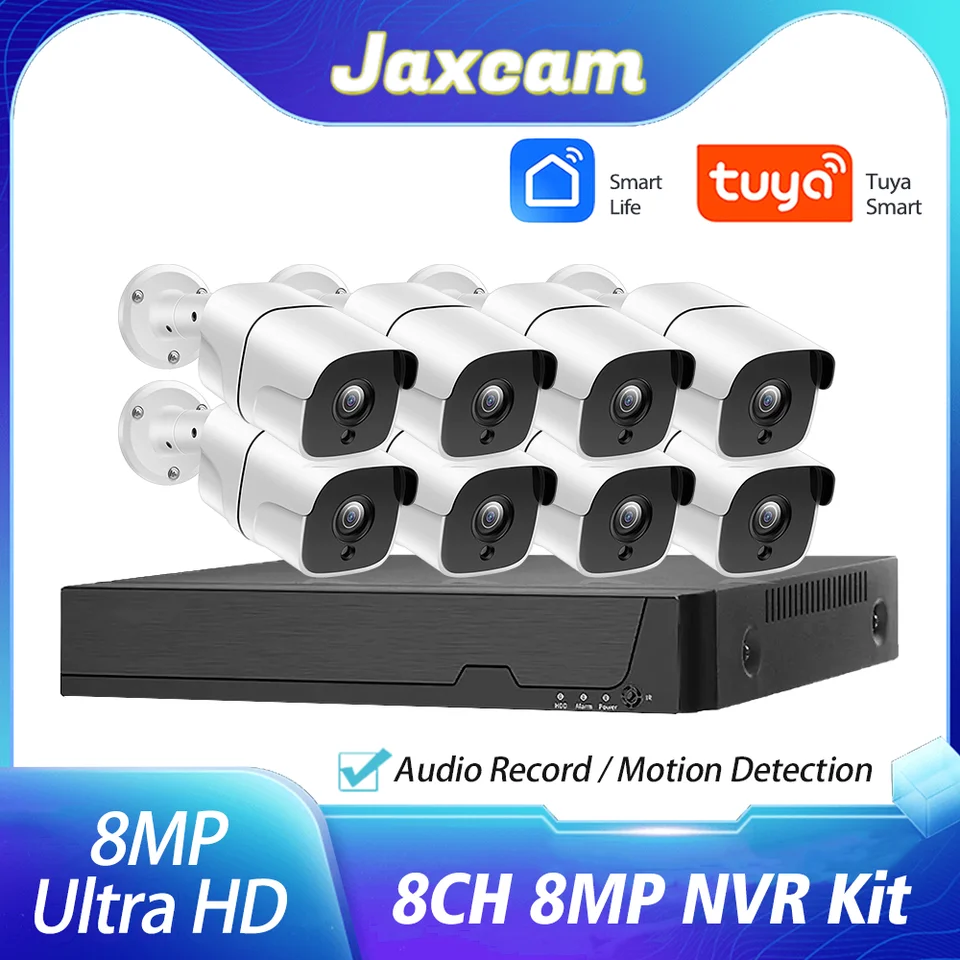 TUYA APP 4K 8MP ULTRA HD Poe Video Dozorný systém CAM System 8ch NVR zabezpečovacie kamery CCTV Kit CCTV Smart Life Home IP Camera