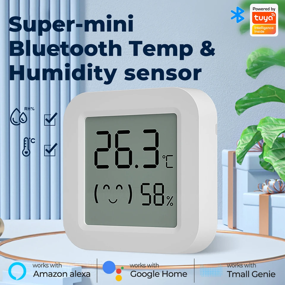 Tuya Bluetooth kompatibilný Mini inteligentná teplota a vlhkosť Teplomer Hygrometer LCD LCD dispaly s diaľkovým ovládaním aplikácií