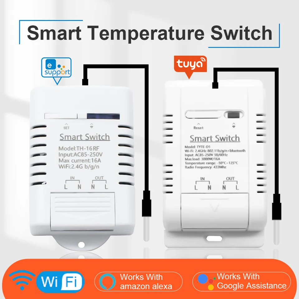 TUYA EWELINK TH-16 WIFI SMART SWITT DISTORIDÁLNE MONITROLITOVÝ SNODOR 16A/3000W pre Alexa Google Home