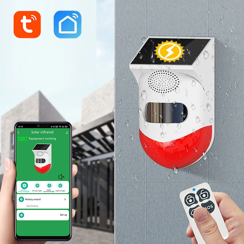 Tuya Motion Sensor SmartLife Outdoor Farm Garden Solar Charge Pir Sensor Security Zvuk Zvukový svetlo DETECT DETEKTOR SMART WIFI