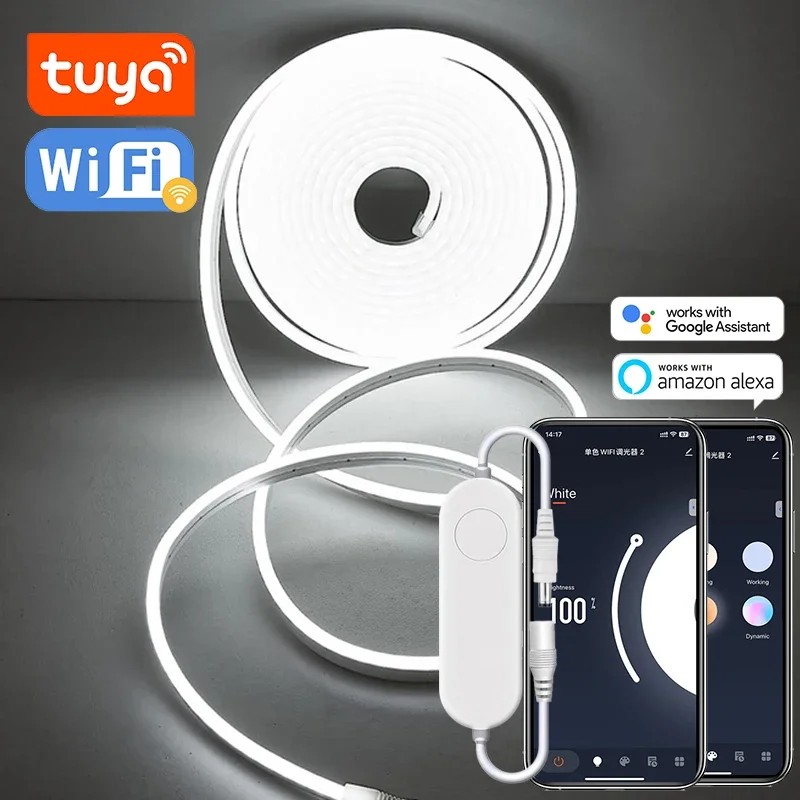 TUYA NEON LIGHT LED prúžok SMD 2835 120LEDS/M BIELA ​​FLEXIBILNÁ LOAM RADE LAMP WIFI WIFI Vodotesná neónová LED pre dekoráciu domácej spálne