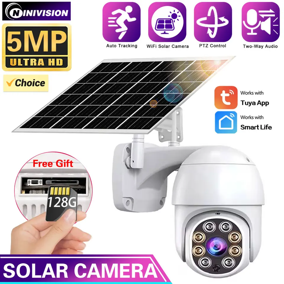 TUYA SMART 5MP Patrol Human Body Filtring 5W solárne 100 mAh bezdrôtovej bezdrôtovej PTZ vonkajšie WiFi PIR CCTV Automatické sledovanie fotoaparátu