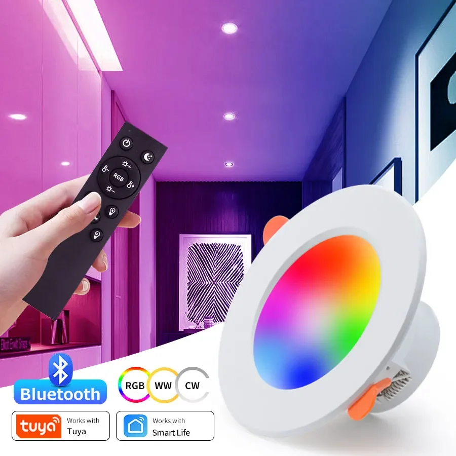 TUYA SMART Bluetooth LED Downlight 220V 10W stropná lampa RF 2.4G vzdialená skupina ovládacia izba obývacia izba Stlmiteľná dole svetlo
