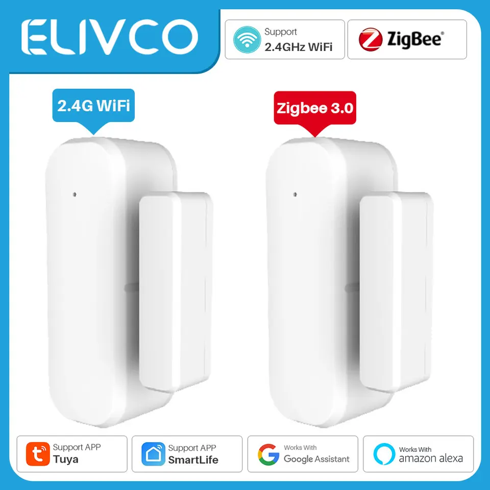 TUYA SMART DOOR SENSOR WIFI/ZIGBEE DOORNE OTVORENIE Otvorené zatvorené detektor Smart Home Security Alarm System Smart Life Control App Control