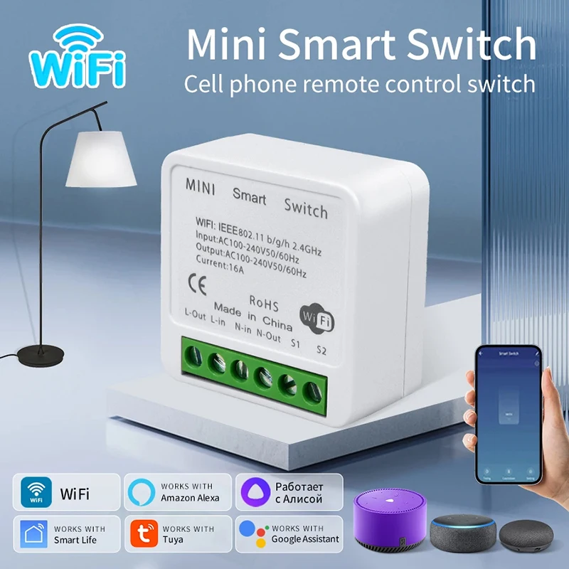 Tuya Smart Home WiFi Smart Switch Modul 16a Dvojcestný DIY Mini Breaker hlasový ovládanie podporu Alexa Google Home Alice Smart Life