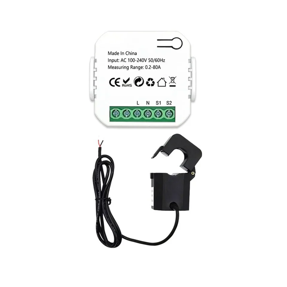 Tuya Smart Life Zigbee Energy Meter 80A so prúdovým transformátorom Clamp KWH Monitor štatistika elektriny110V 240V