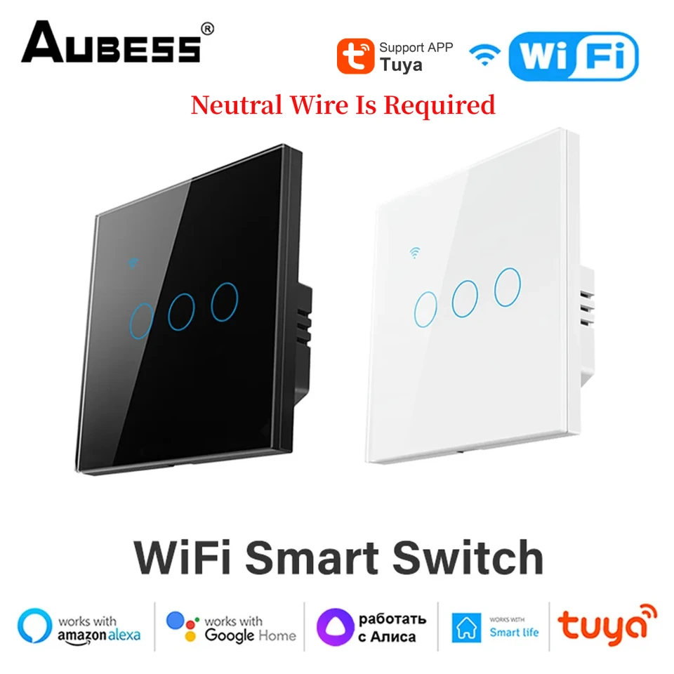 TUYA SMART SWITT WIFI Svetlo Svetlo potrebuje neutrálnu linku EÚ 1/2/3/4GANG Wall Panels