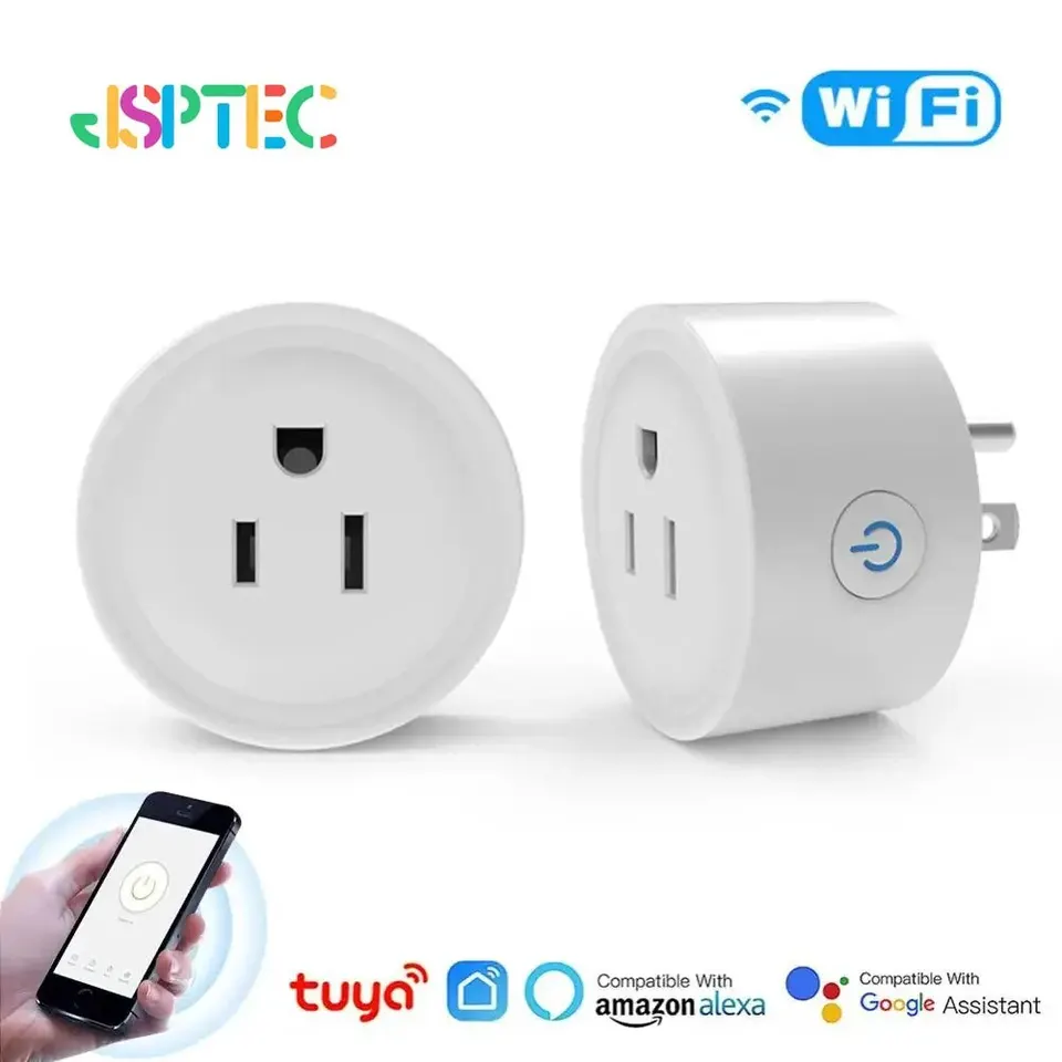 TUYA SMART WIFI Plug US Standard Wireless Outlet 10a Diaľkové ovládanie inteligentných domácich spotrebičov pracuje s Alexa Google Home
