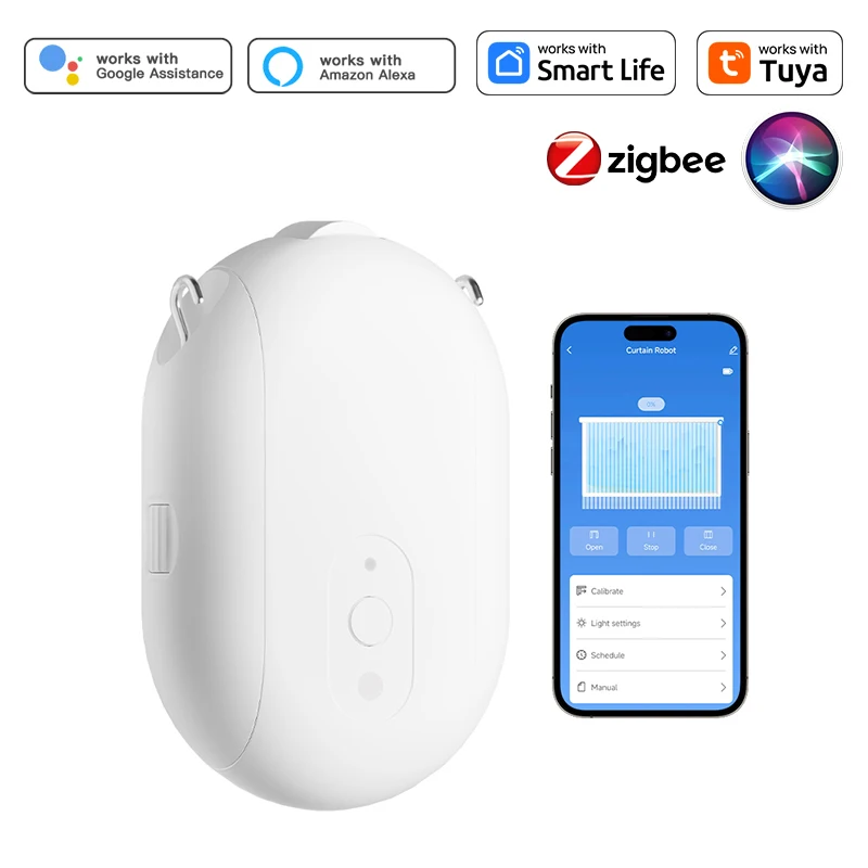 TUYA SMART ZIGBEE Curtain Motor s háčikmi pre TU Rail Smart Curtain Pusher Podpora robota siri google Home Alexa hlasové ovládanie