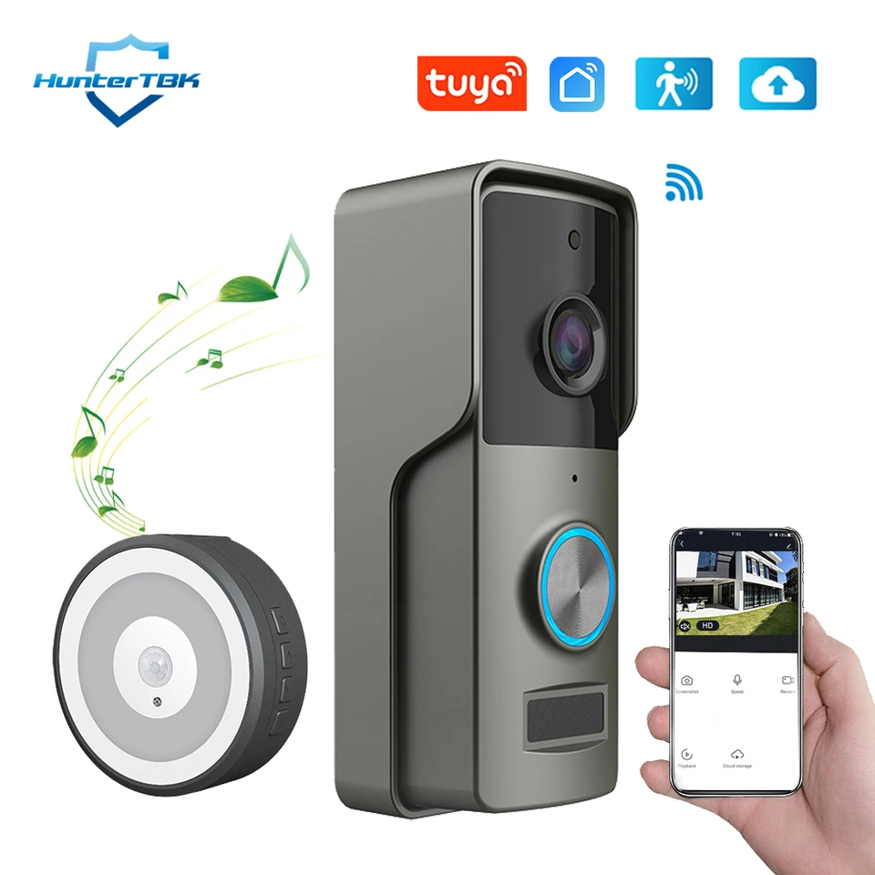 TUYA WIFI DOWER BATTERA BATÉRA DC AC 12-24V Power Smart Home Video Video dvere 1080p Wireless Intercom Home Dvere Bell