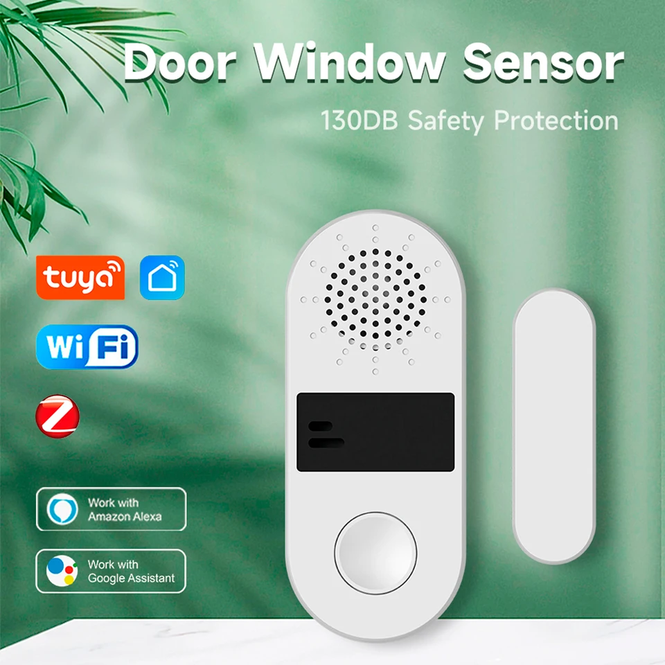 TUYA WIFI DVERE SNÚCIE SNÚCIE 130 dB Zvukové svetlo Alarm bezdrôtového detektora dverí Aplikácia SmartLife Diaľkové ovládanie pre Alexa Google Home