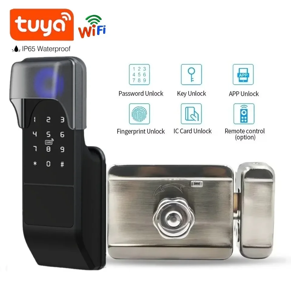 Tuya wifi fingerprint zámok vonkajší záhradný vodotesný zámok s kódom ic card App diaľkové odomknutie elektronické zámky dverí Smart Lock