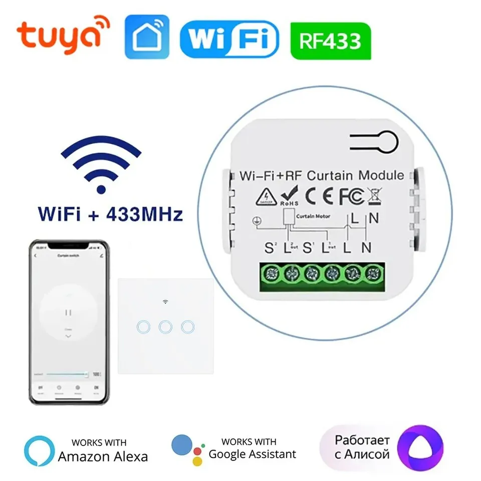 TUYA WIFI SMART CONTAIN SWINT COUNDERS Roller Roller Shutter Motor Smart Life App diaľkové ovládanie Alexa Google Home hlas con