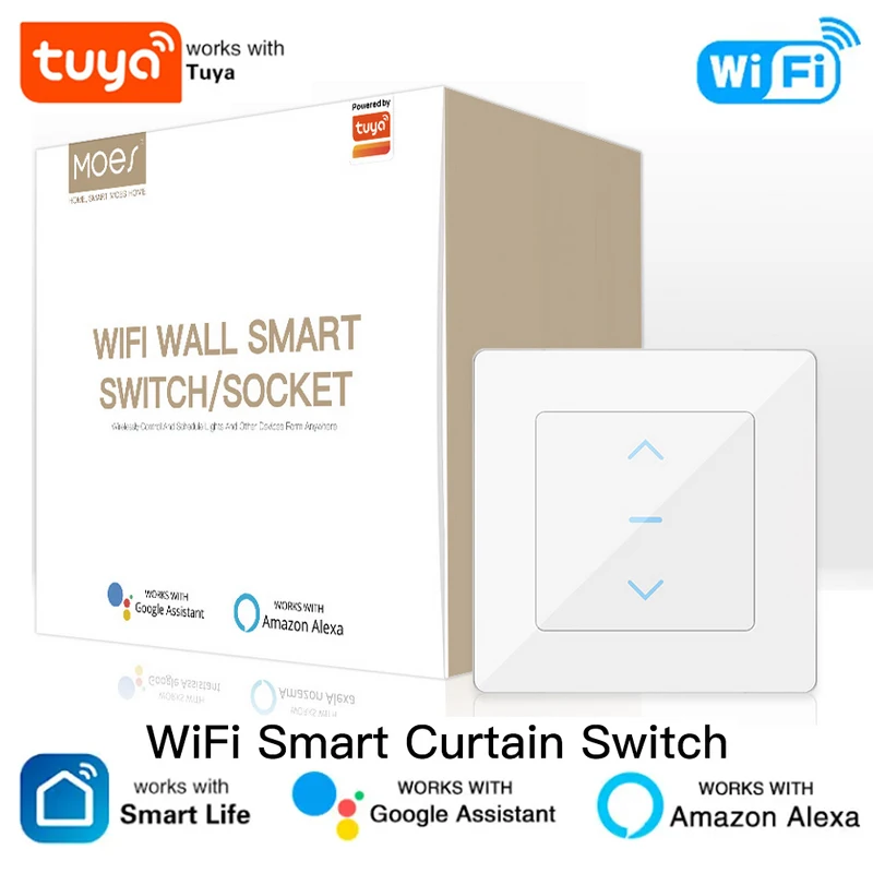 TUYA WIFI SMART Curtain Switch Design Design pre motorizované záclony a rolové žalúzie pracovať s aplikáciou Tuya Smart Life App Alexa Google