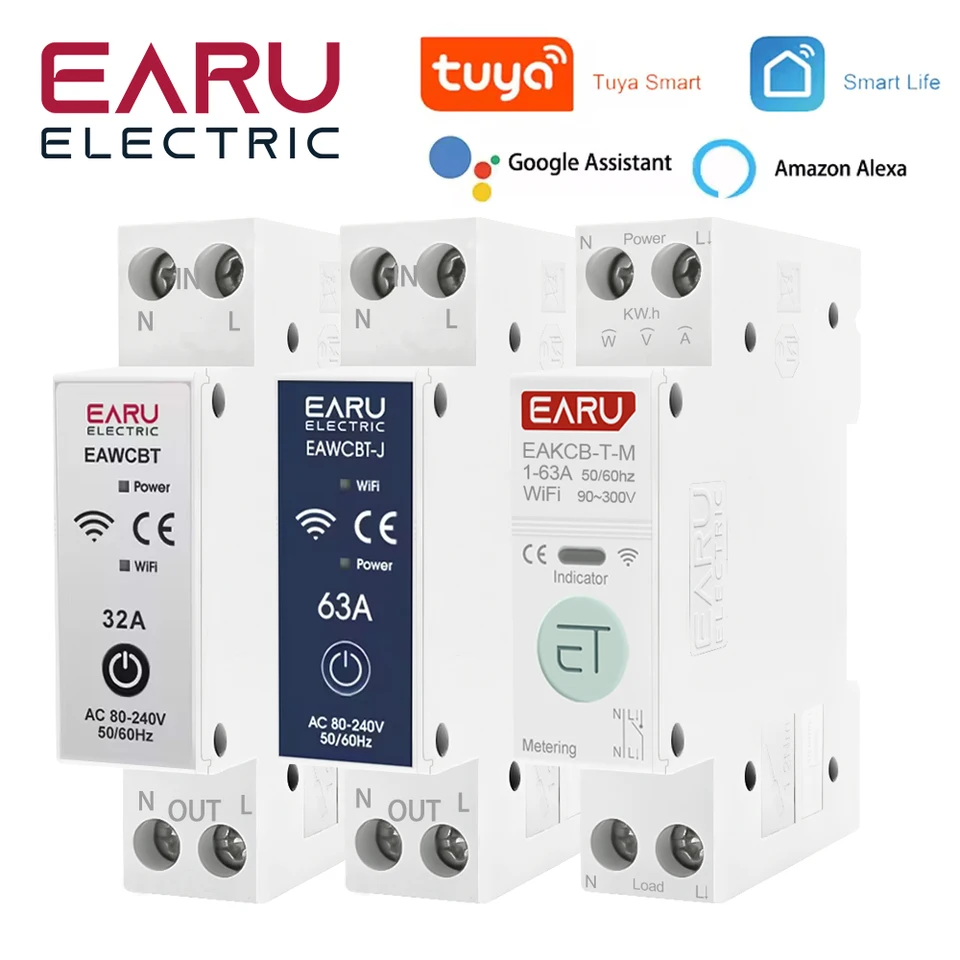 TUYA WIFI SMART PESENDER PASSENT MCB 1P+N 63A Časová energia Energia KWH KWH Prúdový spínač