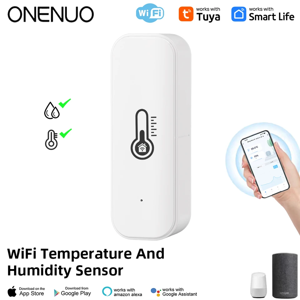 TUYA WIFI Teplota a vlhkosť senzora Vnútorné vlhkosť snímača batérie APP MONIKÁCIA pre Alexa Google Home Voice