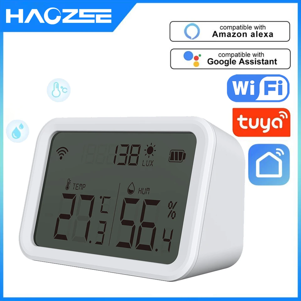 Tuya wifi Zigbee teplota vlhkosť senzor lux detektor svetla vnútorný hygrometer teplomer s LCD obrazovkou práce Tuya Hub