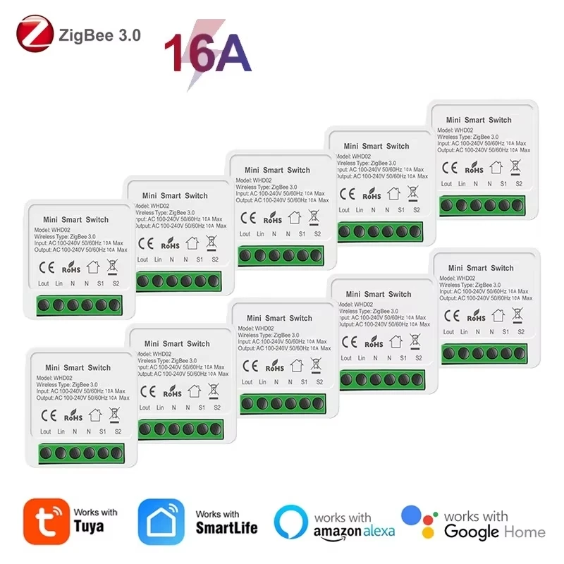 TUYA ZIGBEE 3.0 SMART LIGHT SWITCH 16A SMART HOME Automation Modul DIY Breaker 2 Way Control cez Alexa Google Home Smart Life