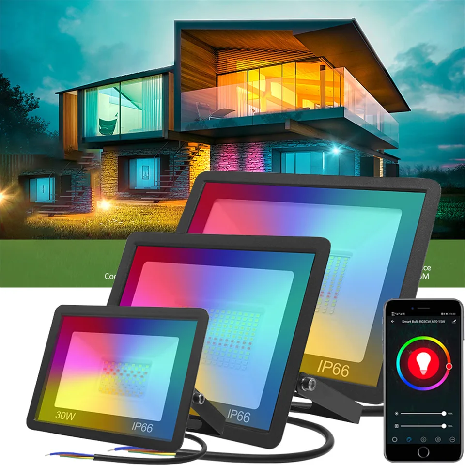 Tuya Zigbee 30W 50W 100W Spotlight IP66 Smart Svetľky LED záhradné štádium RGBCW Smrmoble Alexa Google Home