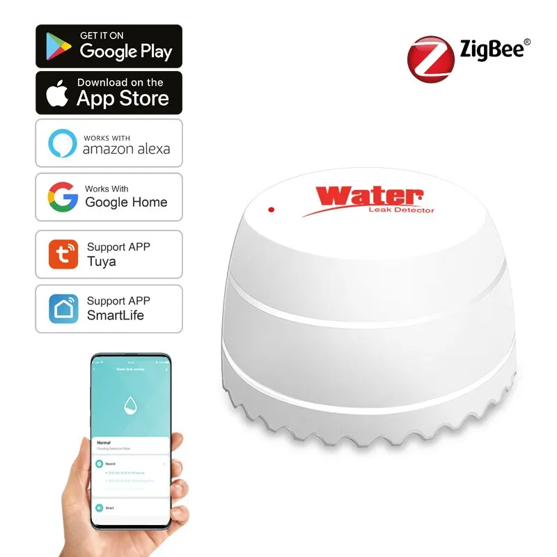 Tuya Zigbee detektor úniku vody detektor vody Sensor Sensor Smart Life App Diaľkové monitorovanie povodňovej výstrahy pretečenia Zabezpečenie na mieste alarm