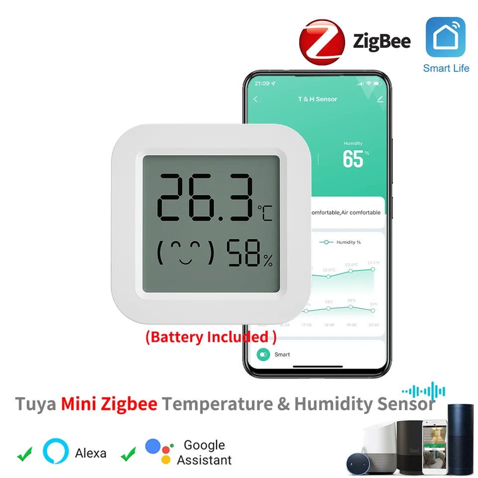 Tuya Zigbee Mini Senzory teploty a vlhkosti so vstavanými batériami