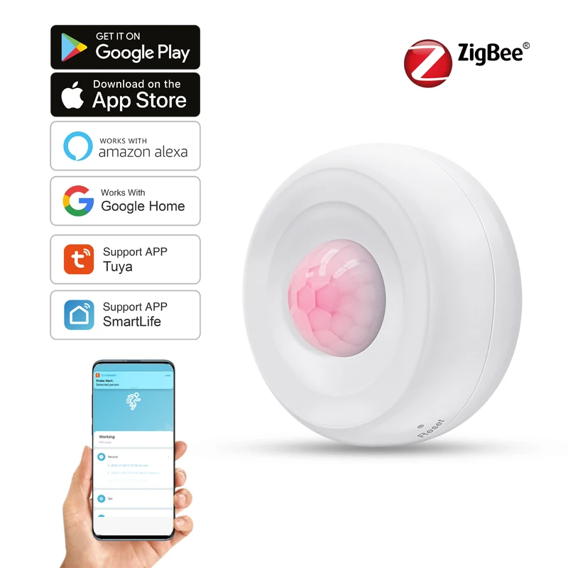 Tuya Zigbee Motion Sensor PIR Smart Human Body Home Home zlodej Senzor Aplikácia Diaľkové ovládanie inteligentný život pre inteligentnú domácu prácu s Alexou