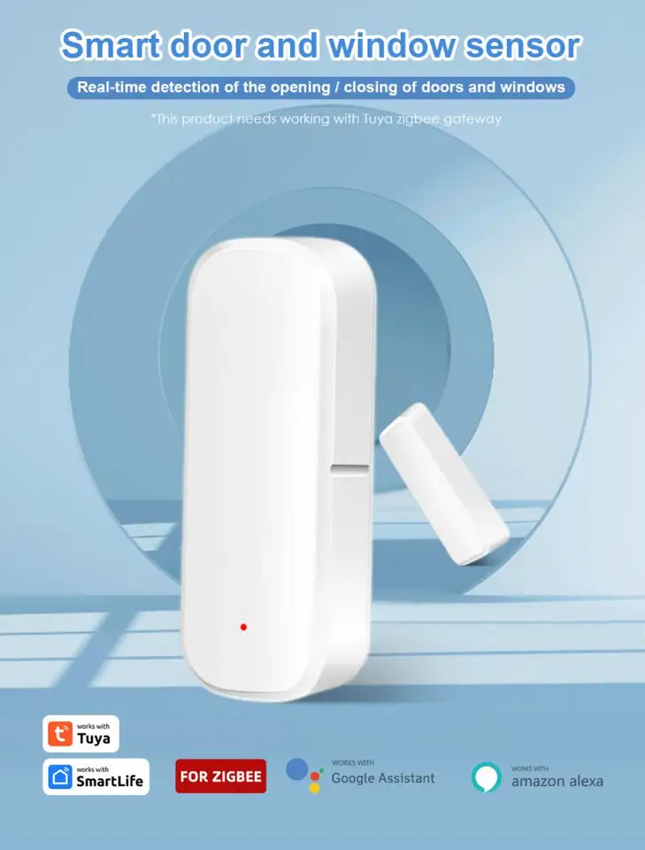 Tuya Zigbee Senzor Senzor inteligentného snímača snímača alarmov detektor nezávislého magnetického senzora s Alexa Senzorom dverí domov Google