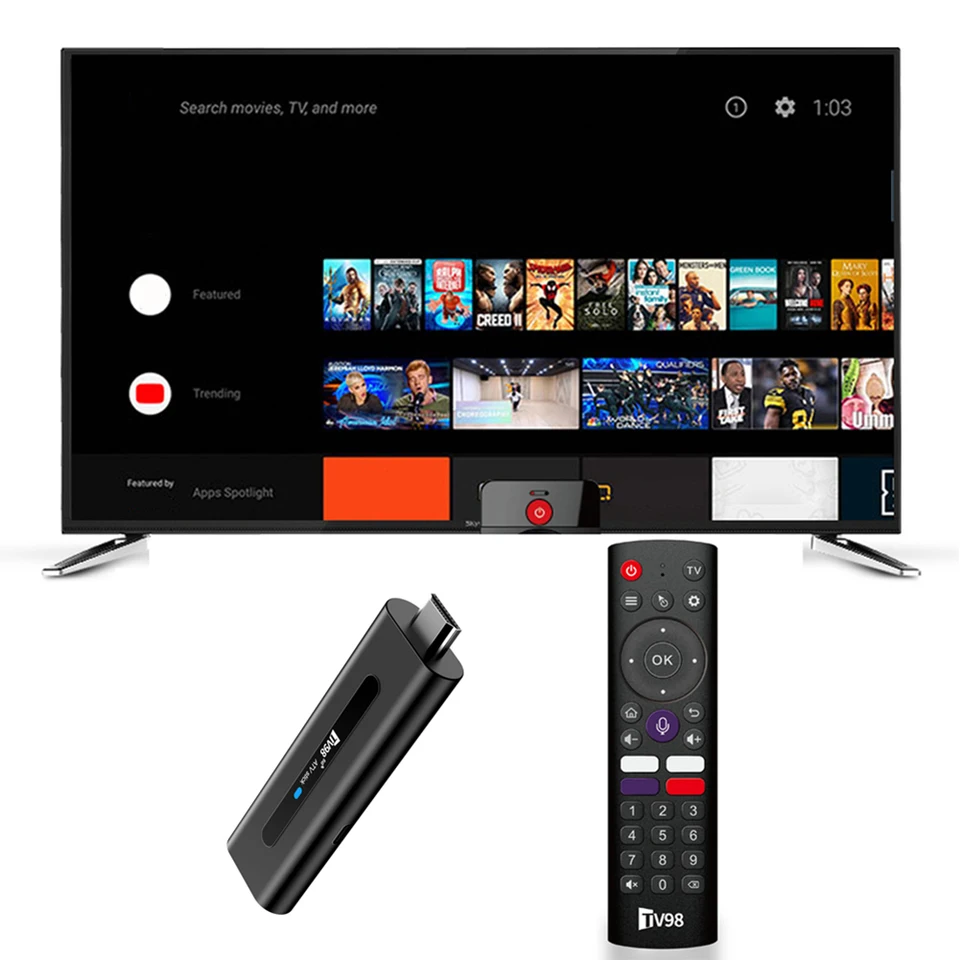 TV98 ATV H313 Android TV Stick 14.0 8K 2,4G 5G WiFi Quad Core BT5.0 Set Top Box Smart TV Box Play