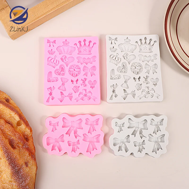 Tvar koruny Bowknot 3D Fondant Cake Silikone Fold pre DIY Polymér Clay Folds