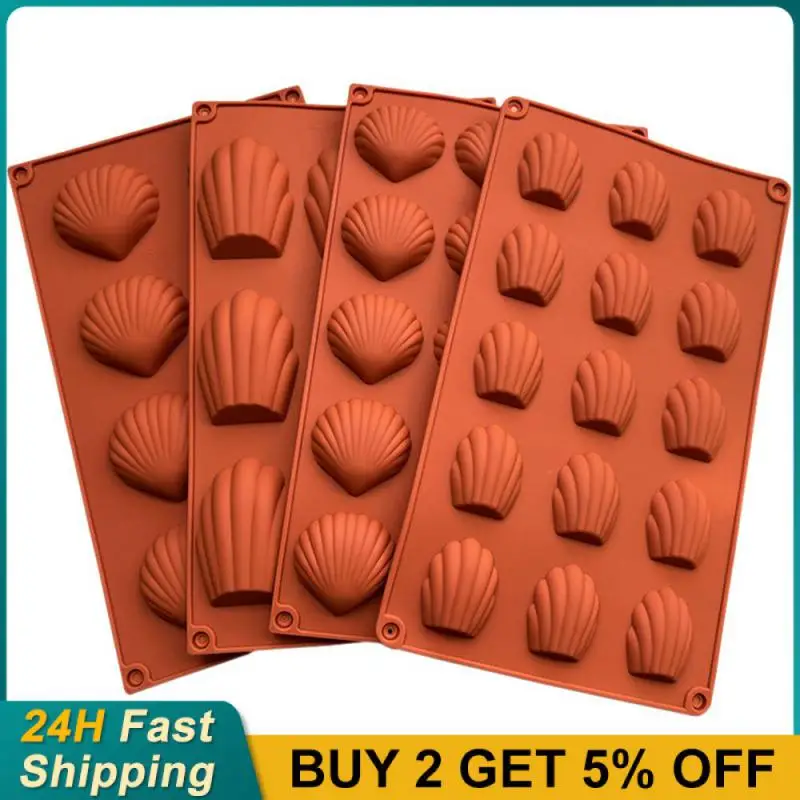 Tvar škrupiny Scallop Cookie Cutter Tepelne odolná voči nelížnym silikónovým morom Madeleine Fold Bakeware inovatívne inovatívne hrdzavé červené odolné