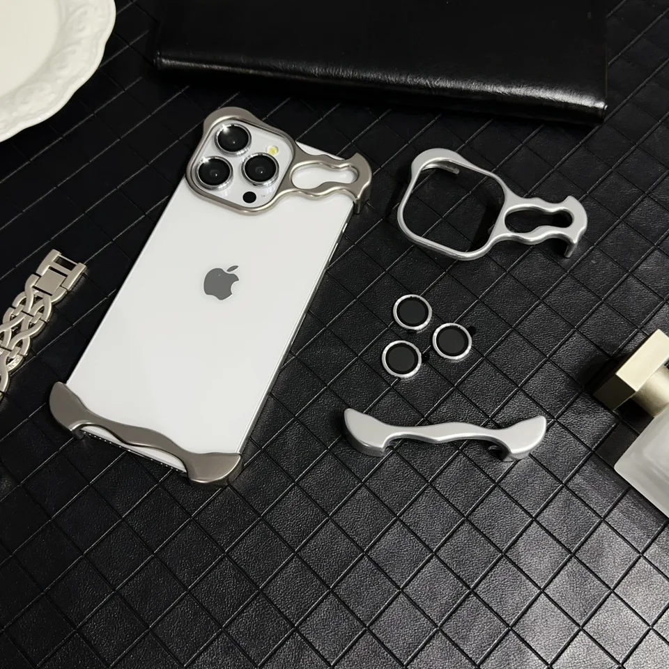 Tvarom-špecializácia zink zinočnatého zliatiny bezrámový puzdro pre iPhone 12 14 15 13 16 Pro Max Plus ochrana šošoviek Ochrana kovu Anti-Drop Protective