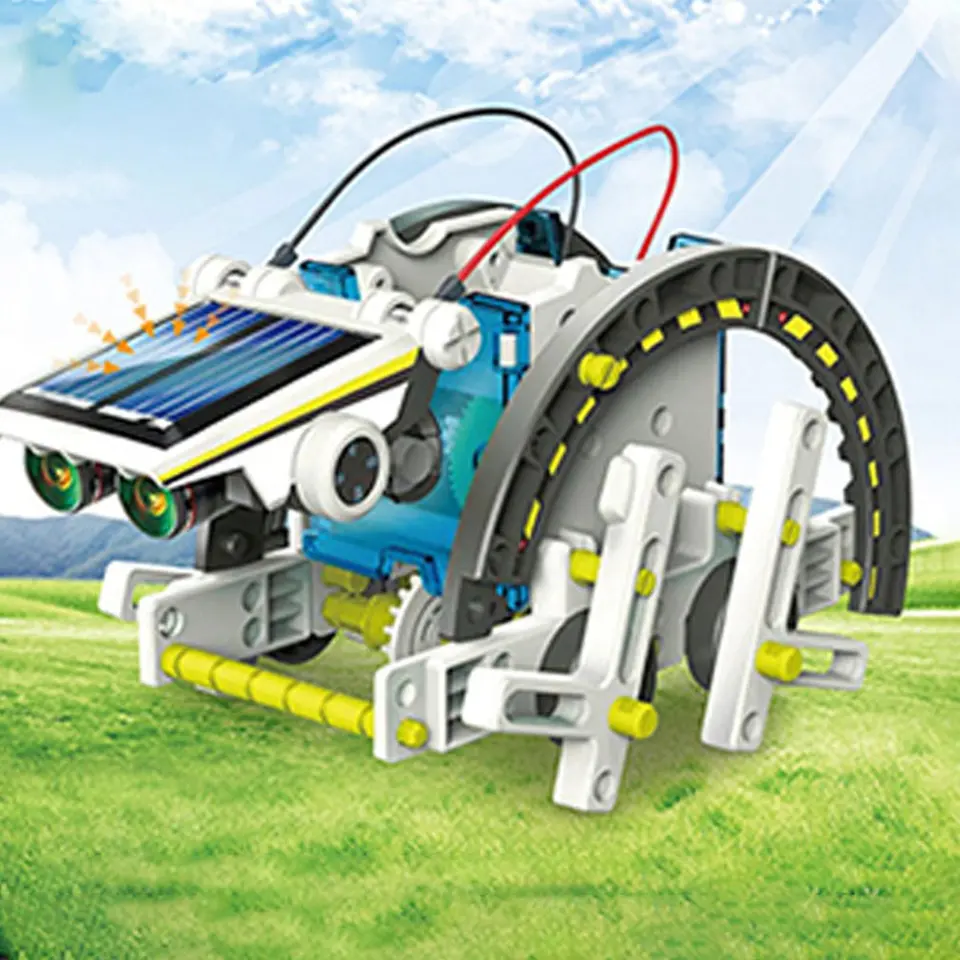 Tvorivý solárny robot Zhromaždený hračkársky transformačný model budov