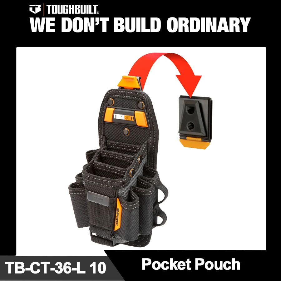 Tvrdý technik 10 vreckových vreckových vreckových vreckách Veľké 14 vreciek a slučka 3 nastaviteľné puzdro 6 Stug-Fit skrutkovačov TB-CT-36-L10