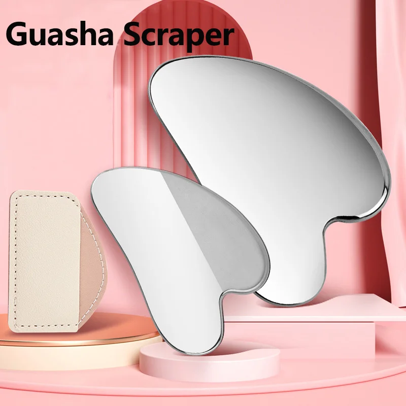 Tvár Guasha škrabka z nehrdzavejúcej ocele gua Sha Massager Body krk zadný stres reliéf kozmetický náradie Koža Scraping Lymfa Detox Masáž