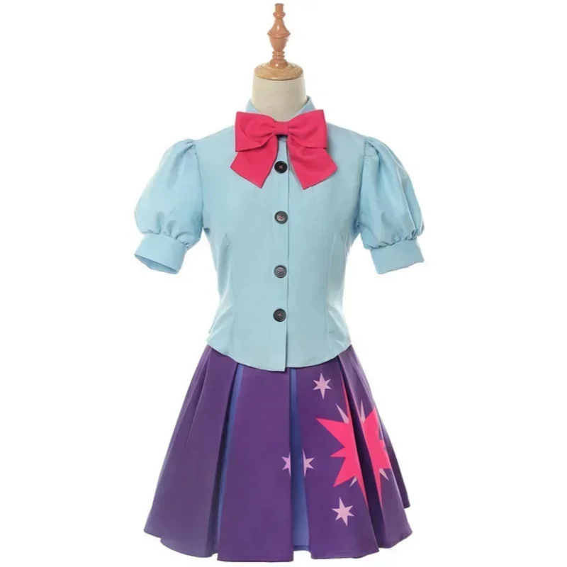 Twilight Sparkle kostým Human Dress Cosplay kostým Sailor Sailor Tirl Krátke šaty Halloween Karneval Party Uniforma Set
