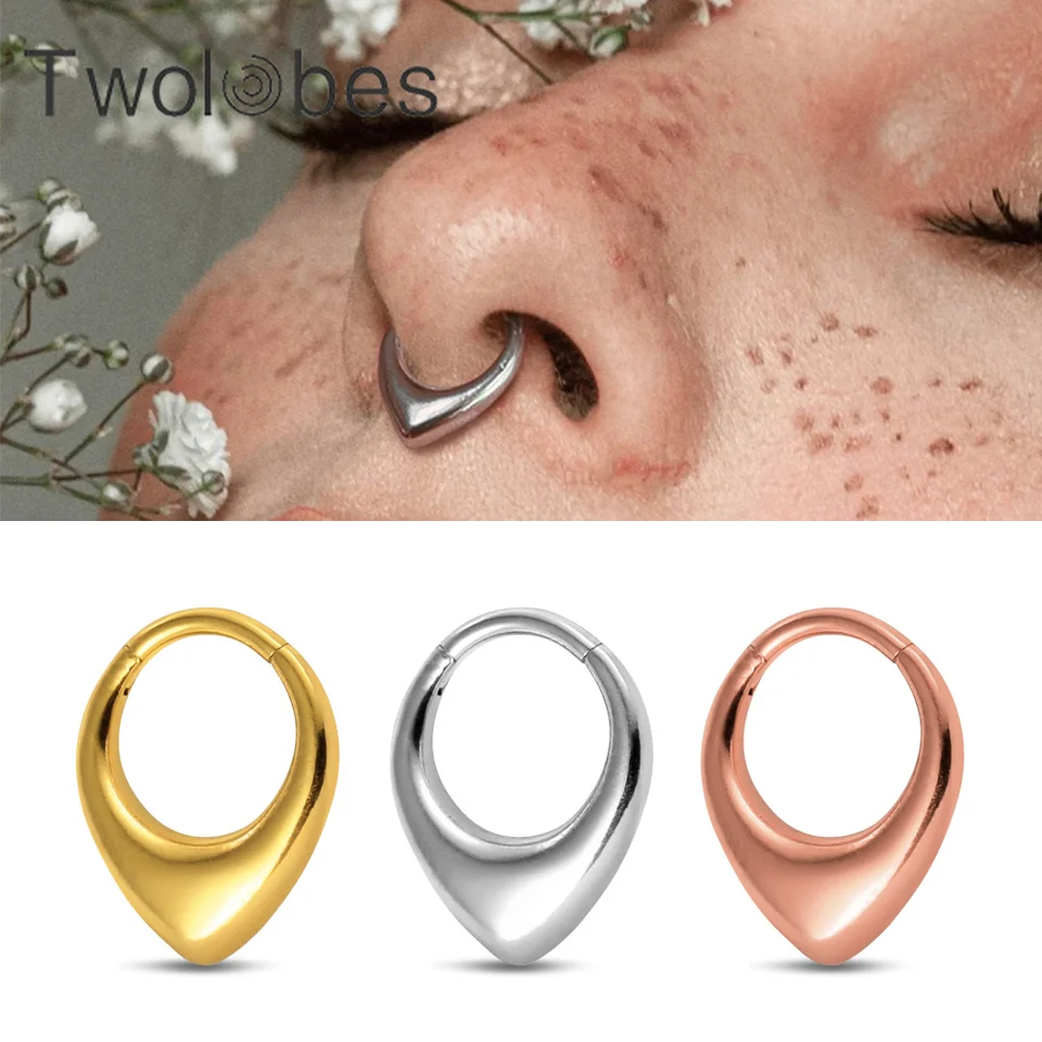 Twolobes 1kcs 316 z nehrdzavejúcej ocele Segment Nose Rings 8 mm chrupavka Clicker Hoop náušnice pre ženy Muži hypoalergénne nový príchod