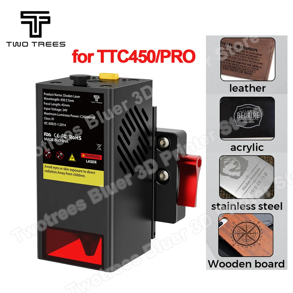 Twotrees 20W laserový modul TC20 laserová hlava pre TTC450/TTC450 PRO CNC GRAVER laserový gravírovací stroj DIY Nástroje