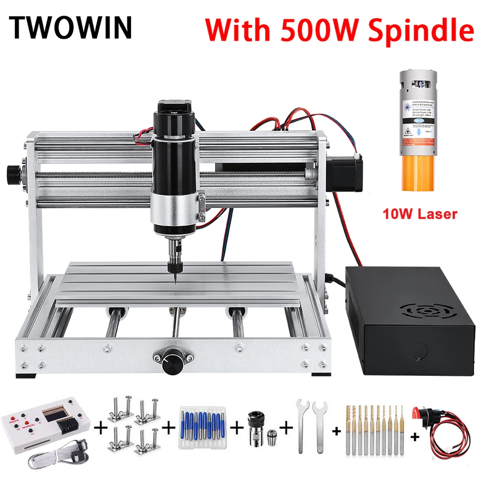 TWOWIN 3018 Max 500W CNC laserové rytec DIY Cutting Mleting Router laserový gravírovací stroj Drevo kovový kameň 3D tlačiareň